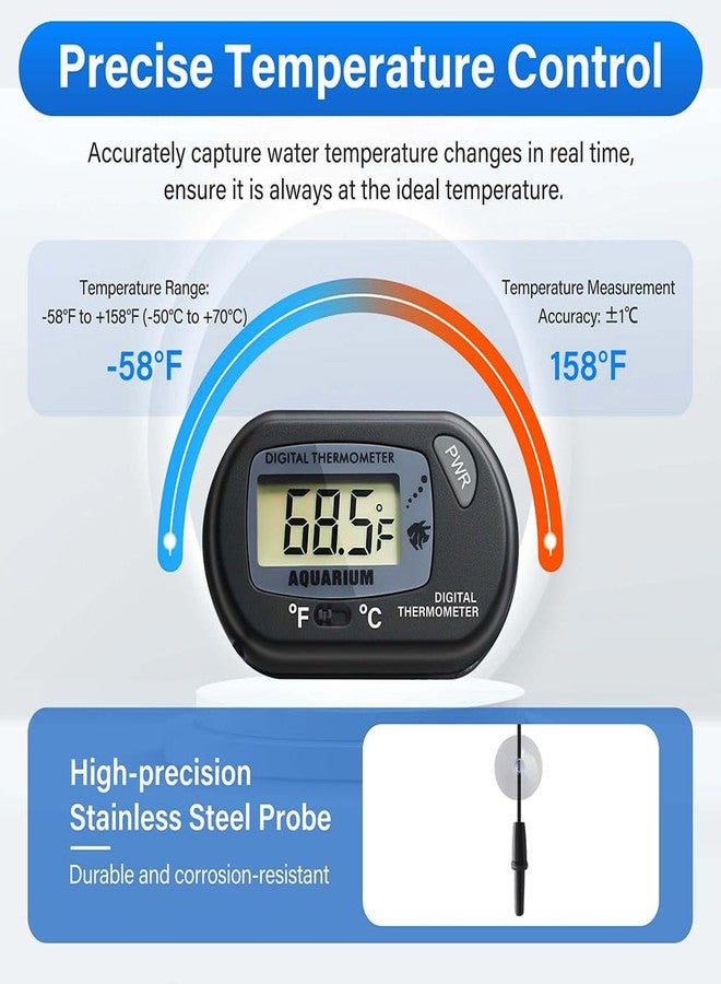 Novique Digital Aquarium Thermometer Fish Tank Thermometer Test with Large LCD Display Fahrenheit/Celsius(℉/℃) for Aquarium Reptile Terrarium Turtle Tank - Image 3